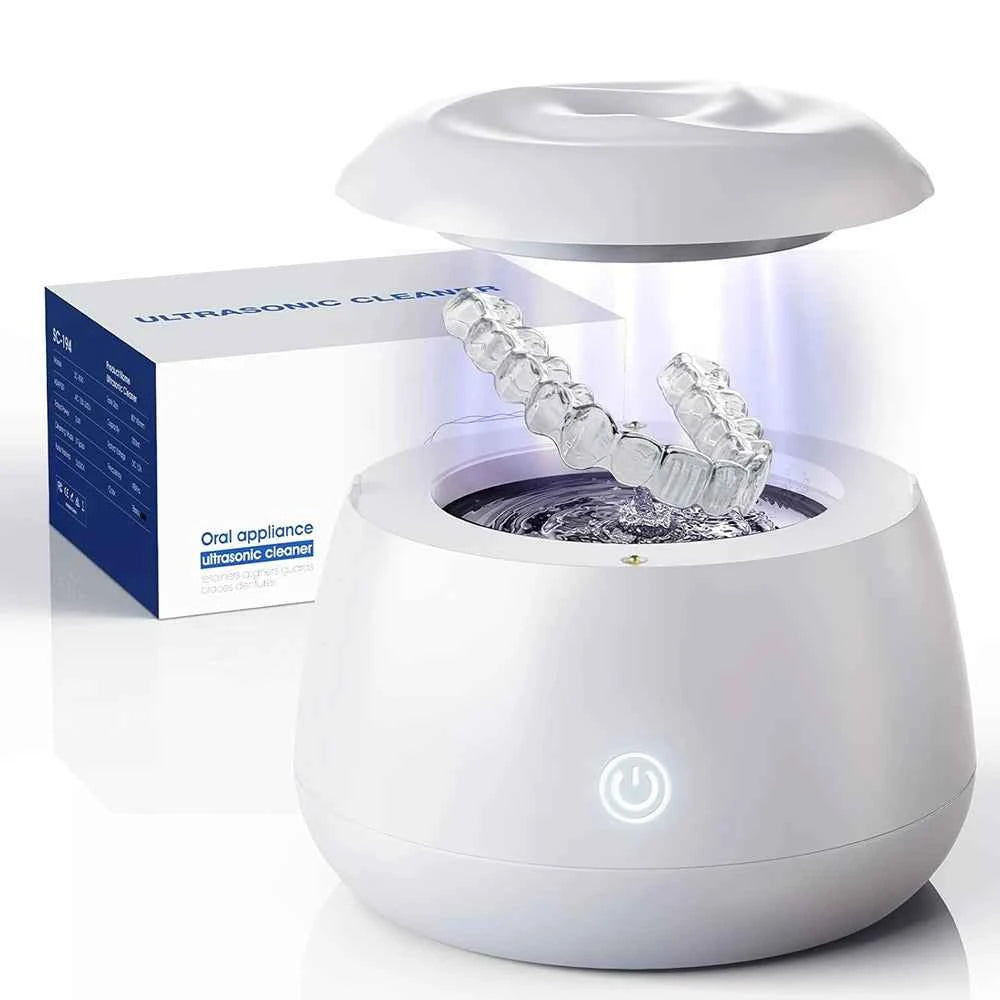 KUNPHY Dental Ultrasonic Retainer Cleaner Machine 48kHz Denture Aligner Cleaning Pod with UV Cleaner for Mouth Guard Night Guard